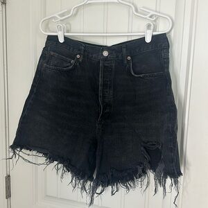 Agolde black distressed Stella short. Size 30.